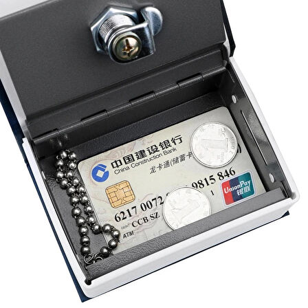 Gizli Kitap Kasa İngilizce Sözlük Görünümlü Anahtarlı Metal Para ve Değerli Eşya Kasası