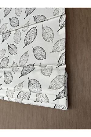 Yaprak Desenli Ütü İstemez Vintage Katlamalı Modern Mutfak Çocuk Odası Perdesi