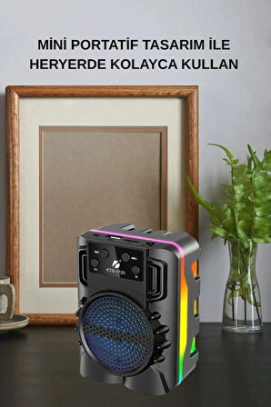 Taşınabilir Bluetooth Hoparlör – RGB Işıklı, Extra Bass, FM Radyolu, USB + SD Destekli Kablosuz Speaker