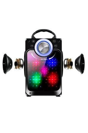 KTS-822S Ayna Camlı Rgb Led Işıklı Bluetooth Speaker Şarjlı Kablosuz Taşınabilir Hoparlör Hafıza Kartı ve Usb Girişli Fm Radyolu Mp3 Müzik Çalar Ses Sistemi