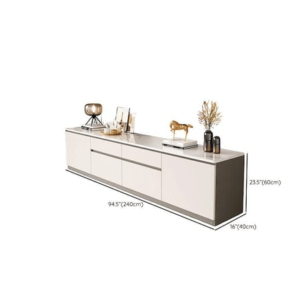 KTV-012 Modern Dikdörtgen TV Sehpası MDF 2 Çekmeceli 3 Dolaplı Beyaz