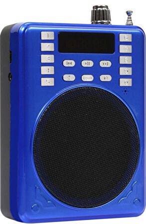 KTX-1601 Mikrofonlu FM Destekli Bluetooth Hoparlör Rehber, Öğretmen Amfisi MAVİ