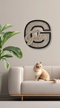 Dekoratif Rattan Desenli İsimli Kapı ve Duvar Süsü