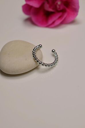 Earcuff Sıkıştırma Kıkırdak Küpesi Gümüş Renk