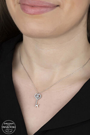 Kutaydan SWR Zirconia Kalbimin Anahtarı Kadın Gümüş Kolye
