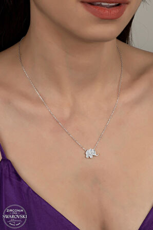 Kutaydan SWR Zirconia Fil Figürlü Kadın Gümüş Kolye