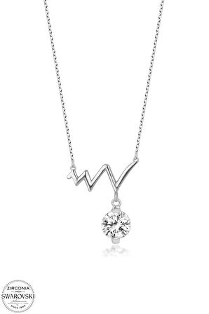 Kutaydan SWR Zirconia 0,66 CT Kalbimin Ritmi Kadın Gümüş Kolye
