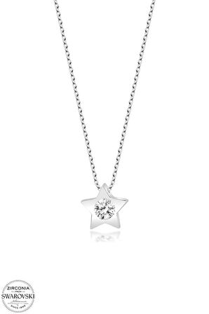 Kutaydan SWR Zirconia 0,36 CT Yıldız Figürlü Kadın Gümüş Kolye