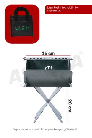 Asvera Portatif Katlanabilir Mini Mangal - 15x15 cm Taşınabilir Cep Tipi Kamp Mangalı
