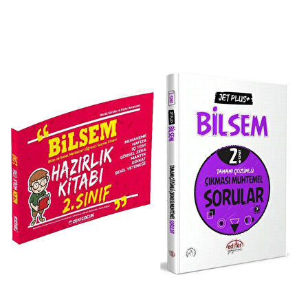 Zeki Çocuk 2. Sınıf Bilsem Hazırlık Kitabı ve Editör Bilsem Jet Plus Çıkması Muhtemel Sorular Seti 2 Kitap