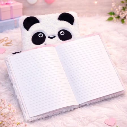 Özel Üretim Panda Tasarımlı Peluş Defter Yazı Yazma Eğlenceli Hatıra