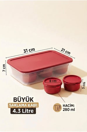 Piksera Kahvaltı ve Piknik Seti 7 Parça Çok Amaçlı Kapaklı Saklama ve Servis Seti