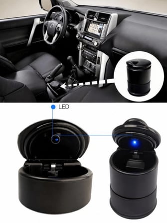 Kia Cerato 2022-2023-2024-2025 Araç İçi LED Işıklı Kapaklı Araba Küllüğü - Bardaklık Uyumlu Kokuyu Önleyen Oto Küllük