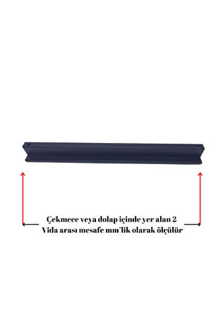 Mobilya Mutfak Çekmece Kapak Kulbu İçi Dolu Dar L  Model Siyah Mat Kulp (%100Alüminyum Metal)