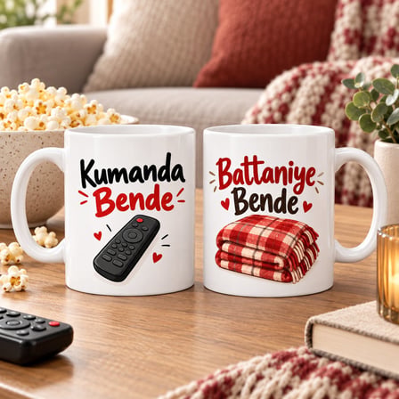 Kumanda Bende / Battaniye Bende 2`li Porselen Kupa Seti - MODEL 444