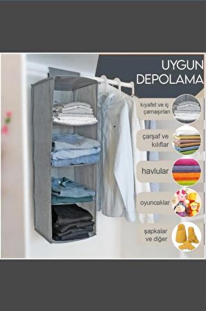 4 Bölmeli Dolap Içi Düzenleyici Katlanabilir Çok Amaçlı Bez Dolap Organizer