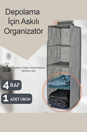 4 Bölmeli Dolap Içi Düzenleyici Katlanabilir Çok Amaçlı Bez Dolap Organizer