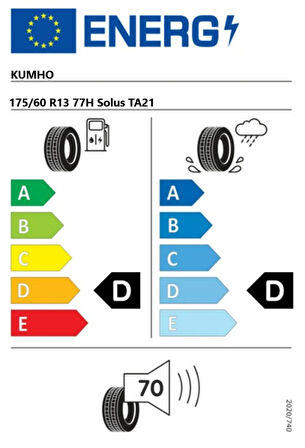 Kumho 175/60 R13 77H Solus TA21 Oto Yaz Lastiği (Üretim Yılı: 2025)