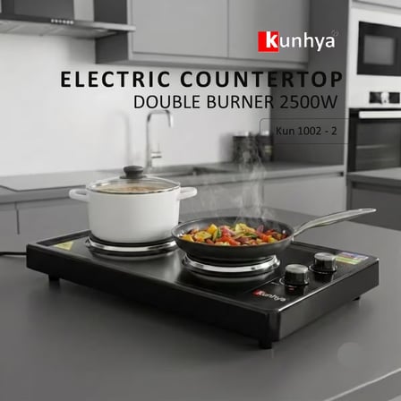 Kunhya KUN-1002 İki Gözlü Elektrikli Ocak Siyah Emaye