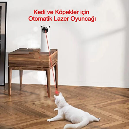 Evcil Hayvan Lazer Oyuncağı Otomatik Dönen, USB/Pilli, 4 Modlu Kedi Köpek Eğlencesi
