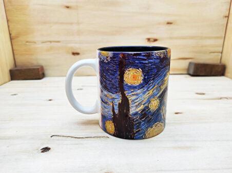 Vincent Van Gogh Içi Renkli Kupa Siyah 1