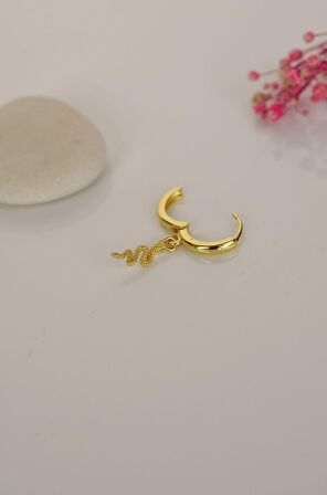 Yılan Kıkırdak Küpe Altın Rengi