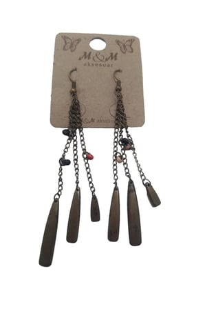 Otantik Eskitme Boncuklu Sallantı Küpe