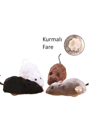 Kurmalı Kedi Eğitim Oyuncağı Tüylü Fare