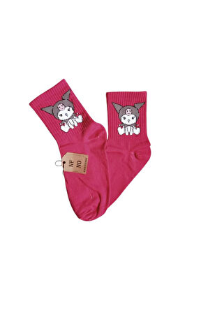 3 ÇİFT KUROMİ SANRİO PEMBE RENK ÇORAP YUMUŞAK KISA KONÇ DESENLİ ŞIK RAHAT 36-40