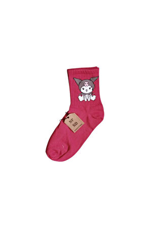 KUROMİ SANRİO PEMBE RENK ÇORAP YUMUŞAK KISA KONÇ DESENLİ ŞIK RAHAT 36-40