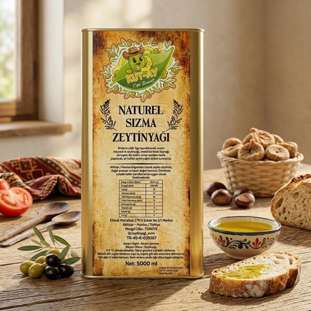 Doğal Sızma Zeytinyağı 5 Litre Analiz Raporlu & Yeni Hasat Akhisar Zeytinyağı Ege Sızma Natürel Zeytinyağı
