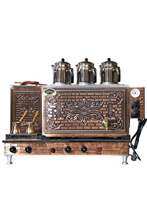 Tuğla 3 Demlikli Bakır Çay Kazanı