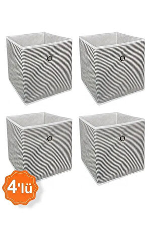 (4 ADET) ALAS Raf Organizer Kutu Seti (30*30*30 cm) Yeni Sezon Nano Teknoloji Su Geçirmez Kumaş Gri