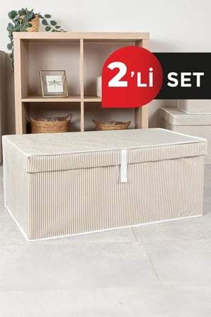 (2 ADET) ALAS  Kahverengi Çok Amaçlı Kapaklı Kutu Hurç Megaplus 70x40x30 Cm