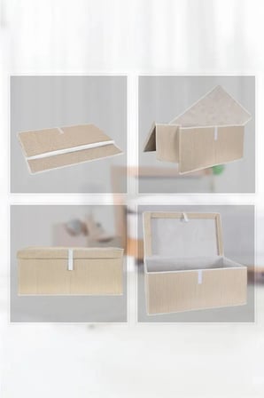 (2 ADET) ALAS  Kahverengi Çok Amaçlı Kapaklı Kutu Hurç Megaplus 70x40x30 Cm