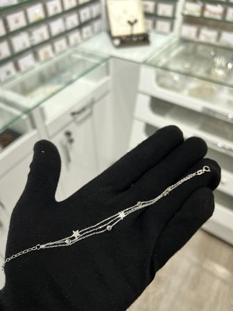 925 Ayar Rose Altın Kaplama Zirkon Taşlı Yıldız Gümüş Bileklik Yıldız