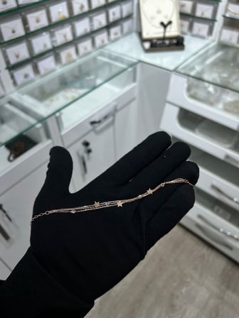 925 Ayar Rose Altın Kaplama Zirkon Taşlı Yıldız Gümüş Bileklik Yıldız