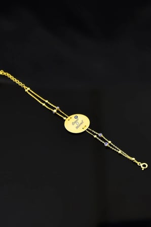 925 Ayar Gümüş Firuze Nazar Mineli Plaka Isim Bileklik.rose.gold.rodaj Nazar