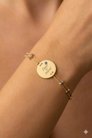 925 Ayar Gümüş Firuze Nazar Mineli Plaka Isim Bileklik.rose.gold.rodaj Nazar