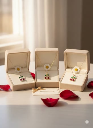 925 Ayar Gümüş Gold Kaplama Özel Tasarım Kırmızı Kiraz Kolye