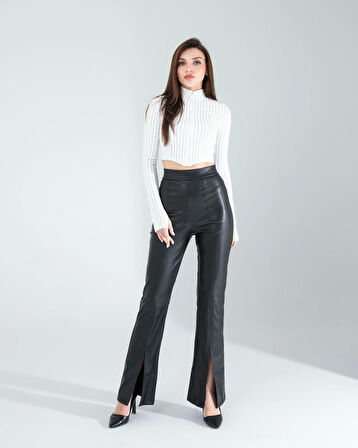 Beyaz Fitilli Parmak Geçmeli Crop