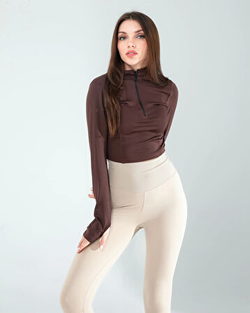 Kahve Renkli Parmak Geçmeli Spor Body