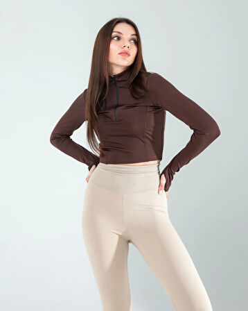 Kahve Renkli Parmak Geçmeli Spor Body