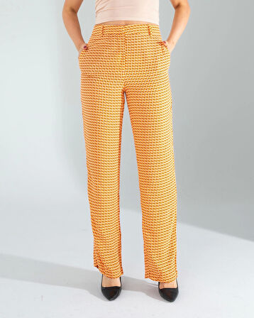 Retro Desen Cepli Turuncu Pantolon