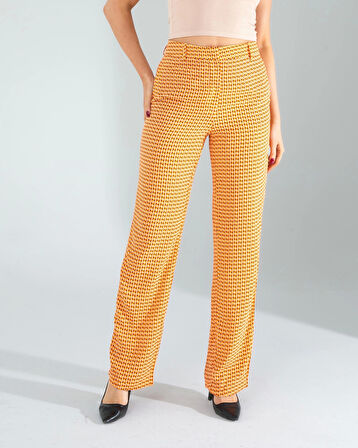 Retro Desen Cepli Turuncu Pantolon