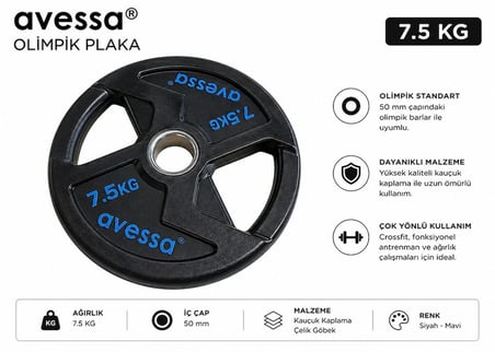 Özel Üretim Aktivite Beden Salon OP-7,5 Olimpik Plaka 7,5 kg