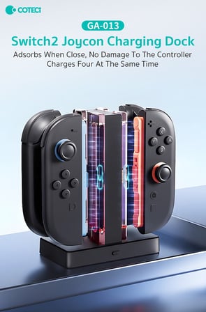 Premium COTECi Nintendo Switch 2 Joy-Con Şarj Ünitesi ve Standı Oyun Aleti Masa Üstü Hediye Seçeneği