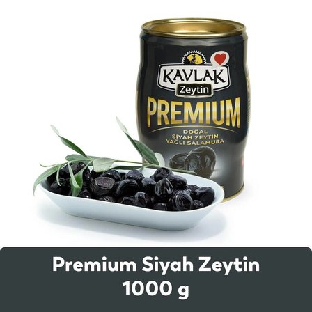Kavlak Premium Siyah Zeytin 1 KG Teneke