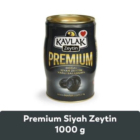 Kavlak Premium Siyah Zeytin 1 KG Teneke