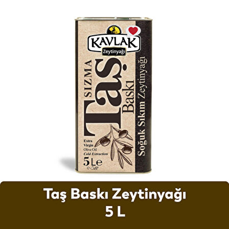 Kavlak Taş Baskı Soğuk Sıkım Zeytinyağı 5 LT